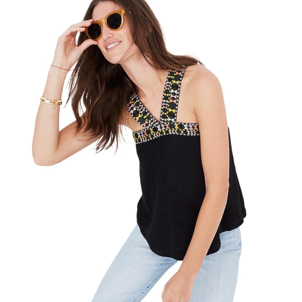 Madewell Embroidered Swing Knit Tank Top